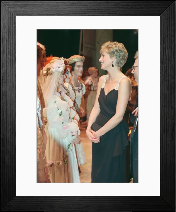 Framed Print : HRH The Princess of Wales, Princess Diana, arrives at The Coliseum in London to see