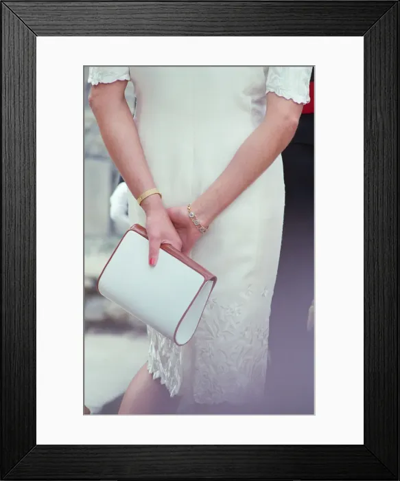 Framed Print : Picture shows close up of The Princesss hand bag. HRH The Princess of
