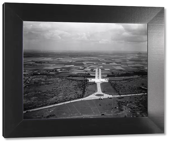 Aerial view of the Canadian War Memorial at Vimy Ridge as 50