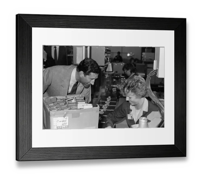Framed Print : Prince Charles, Prince of Wales, visits Tabuchi at Teesside Industrial Estate