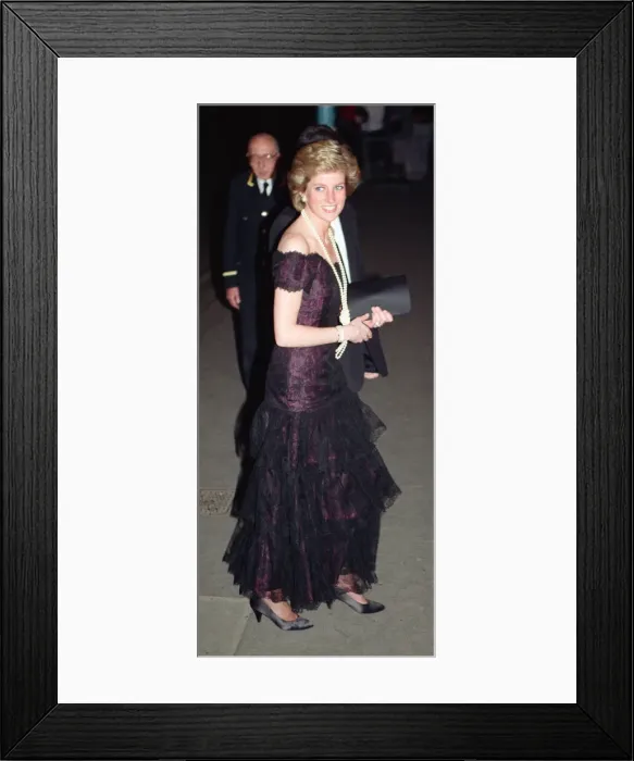 Framed Print : HRH The Princess of Wales, Princess Diana, arrives at The London Coliseum for a Framed Print : HRH The Princess of Wales, Princess Diana, arrives at The London Coliseum for a