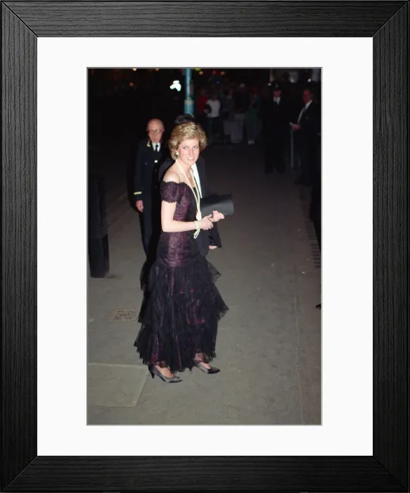 Framed Print : HRH The Princess of Wales, Princess Diana, arrives at The London Coliseum for a Framed Print : HRH The Princess of Wales, Princess Diana, arrives at The London Coliseum for a