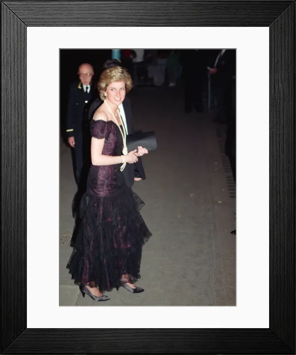Framed Print : HRH The Princess of Wales, Princess Diana, arrives at The London Coliseum for a Framed Print : HRH The Princess of Wales, Princess Diana, arrives at The London Coliseum for a
