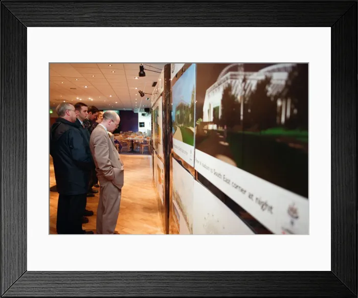 Framed Print : Plans for Newcastle united stadium at Leazes park unveiled to the public for the first Framed Print : Plans for Newcastle united stadium at Leazes park unveiled to the public for the first