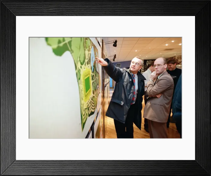 Framed Print : Plans for Newcastle united stadium at Leazes park unveiled to the public for the first Framed Print : Plans for Newcastle united stadium at Leazes park unveiled to the public for the first