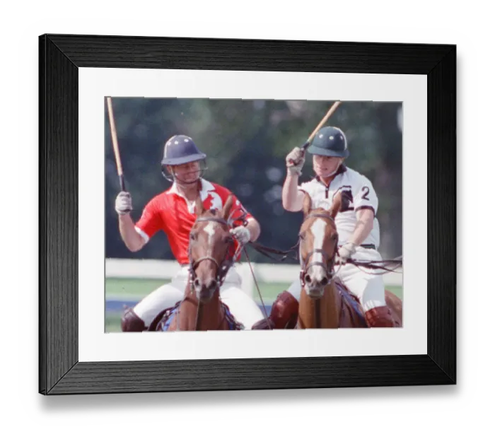 Framed Print : Prince Charles (Red shirt wearing number 3) was locked in a fierce battle with Princess