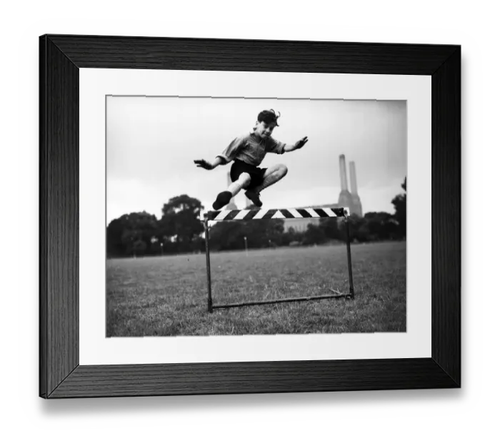 Framed Print : Peter Saunders training for sport at Battersea athletic track. 19th August 1954 Framed Print : Peter Saunders training for sport at Battersea athletic track. 19th August 1954