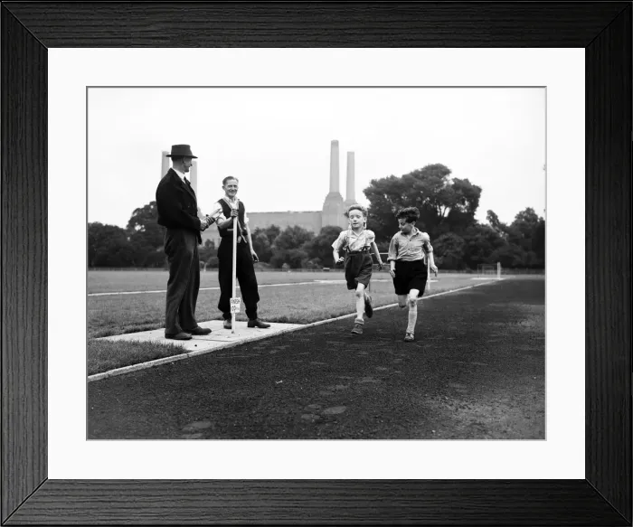 Framed Print : Children training for sport at Battersea athletic track Framed Print : Children training for sport at Battersea athletic track