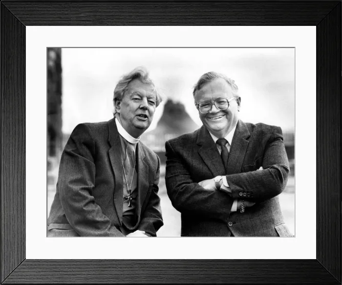 Framed Print : Bishop of Durham David Jenkins and TVs Sir Harry Secombe, Holy Island, 1987 Framed Print : Bishop of Durham David Jenkins and TVs Sir Harry Secombe, Holy Island, 1987