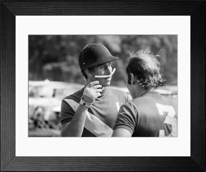 Framed Print : Prince Charles, the Prince of Wales pictured with a teammate after taking part in a polo