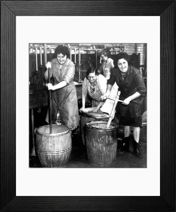 Framed Print : 18 May 1963 Wash House: Mrs K Cross, Mrs L Conlon, and Mrs M Fisher, using washtubs Framed Print : 18 May 1963 Wash House: Mrs K Cross, Mrs L Conlon, and Mrs M Fisher, using washtubs