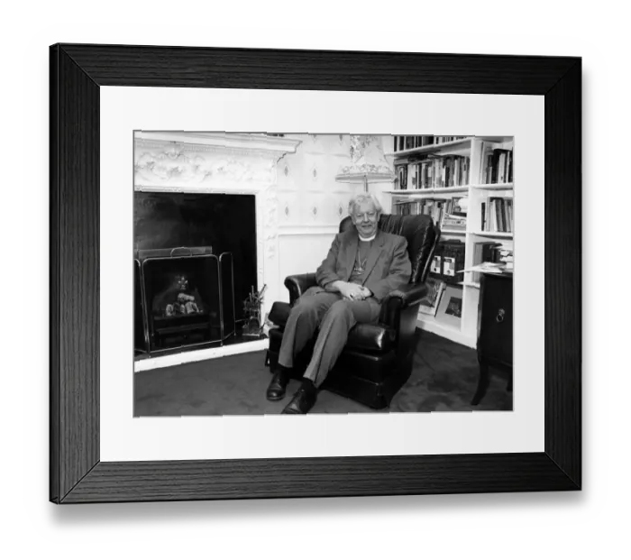 Framed Print : The Bishop of Durham, David Jenkins, in his study at the Bishops Palace, Bishops Auckland
