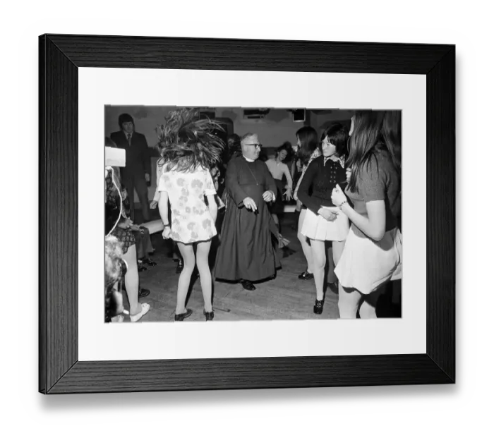 Framed Print : The Bishop of Durham, Dr. Ian Ramsey, dancing with fifteen-year-old Isobel Brennan