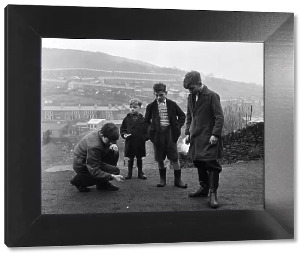 Boys of Stanleytown, South Wales, playing marbles, called locally 'allies'