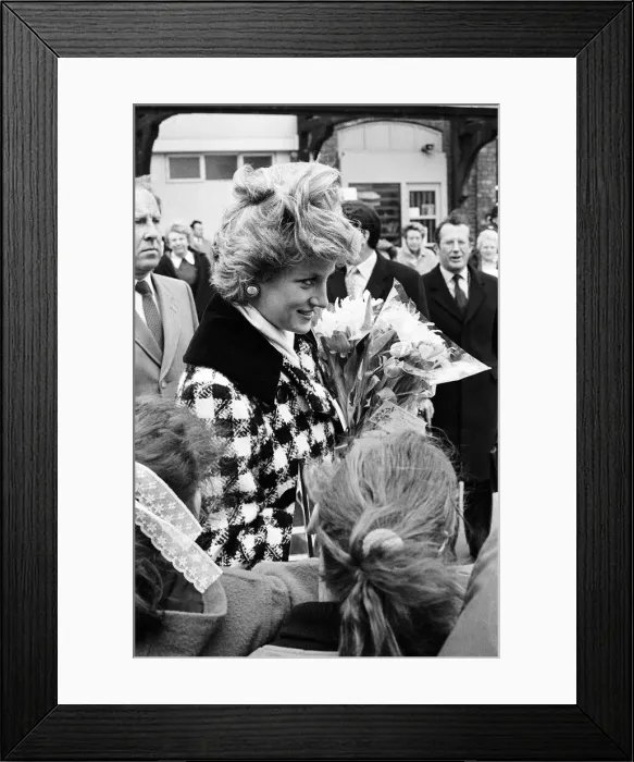Framed Print : Princess Diana, Princess of Wales seen here arriving at Middlesbrough Station during a Framed Print : Princess Diana, Princess of Wales seen here arriving at Middlesbrough Station during a
