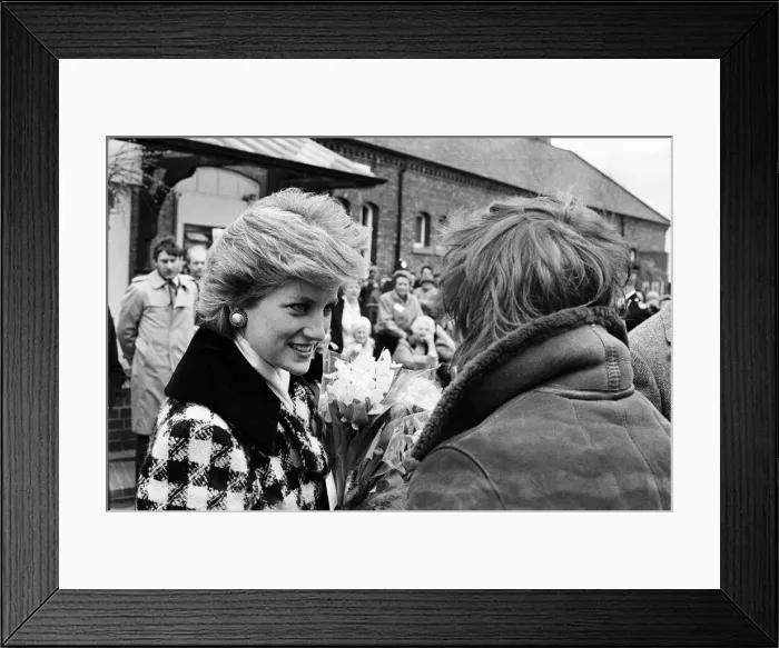 Framed Print : Princess Diana, Princess of Wales seen here arriving at Middlesbrough Station during a Framed Print : Princess Diana, Princess of Wales seen here arriving at Middlesbrough Station during a