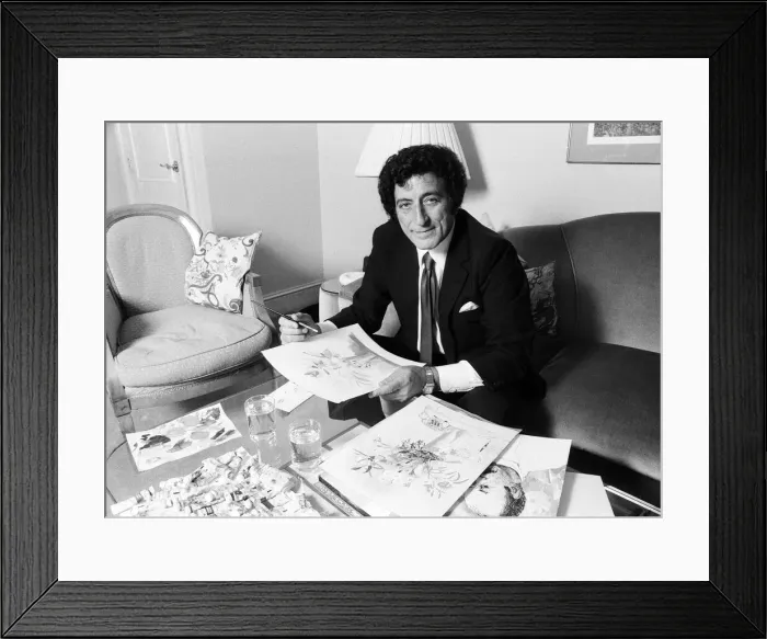 Framed Print : American singer Tony Bennett, in England for a concert tour, at his London hotel