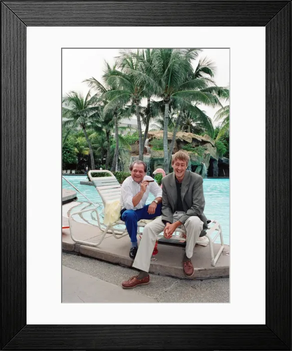 Framed Print : David Jason and Nicholas Lyndhurst on location in America filming the Framed Print : David Jason and Nicholas Lyndhurst on location in America filming the