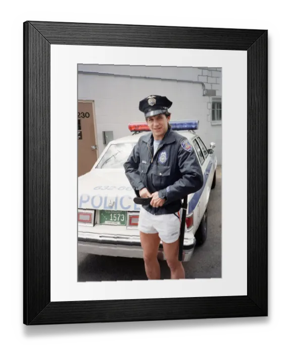 Framed Print : England football star Gary Lineker, dressed in policeman Framed Print : England football star Gary Lineker, dressed in policeman