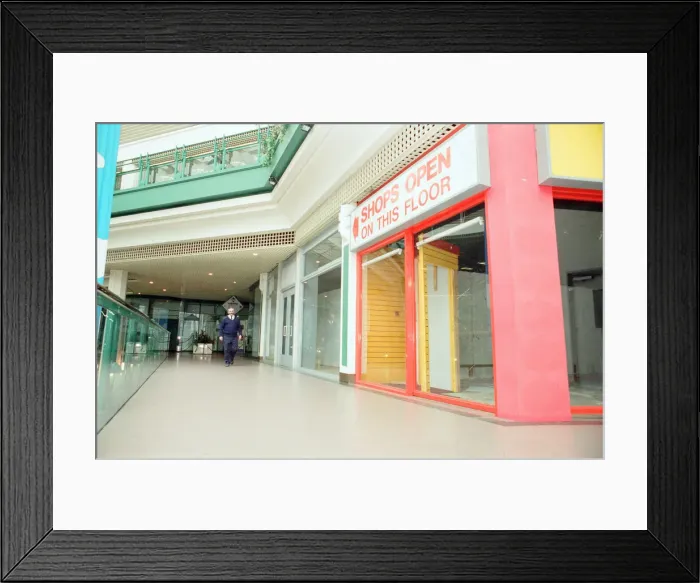 Framed Print : Queens West Shopping Centre, Queen Street, Cardiff City Centre, Cardiff, Glamorgan, Wales