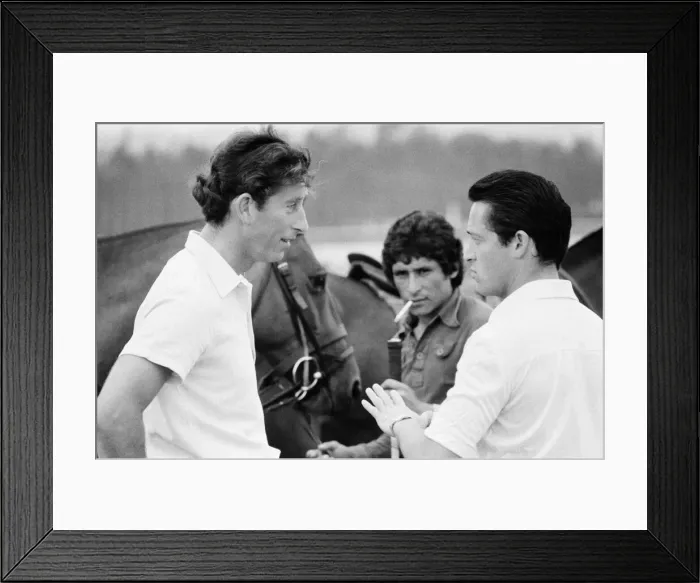 Framed Print : Picture shows Prince Charles (left) talking to his friend, possibly Framed Print : Picture shows Prince Charles (left) talking to his friend, possibly