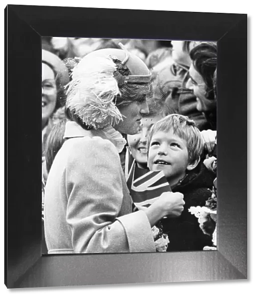 HRH Princess Diana, The Princess of Wales, meets the well wishers at St David