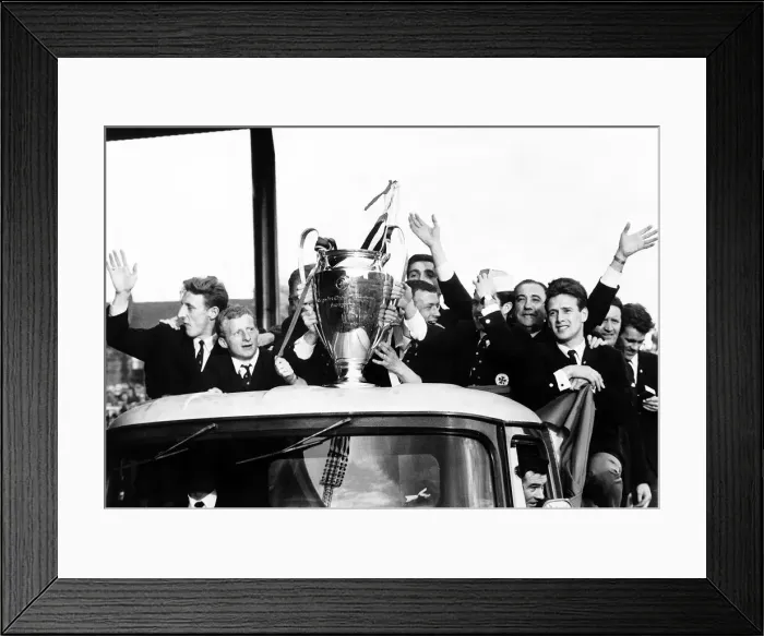 Framed Print : The Celtic football team parade the European Cup trophy from an open top lorry during Framed Print : The Celtic football team parade the European Cup trophy from an open top lorry during