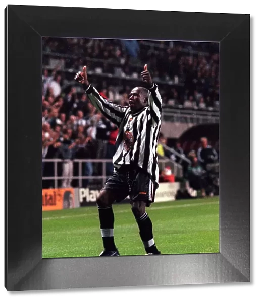 Faustino Asprilla Newcastle United September 1997 scores during the Champions