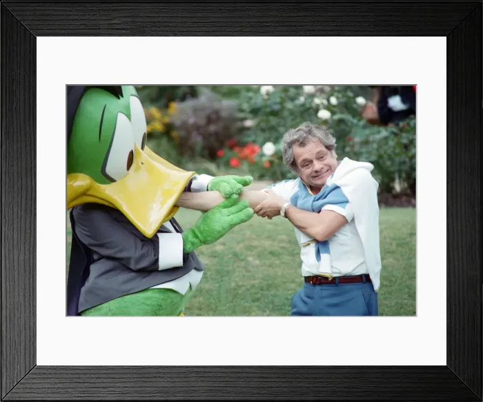 Framed Print : Actor David Jason pictured with Count Duckula (who is voiced by David Jason Framed Print : Actor David Jason pictured with Count Duckula (who is voiced by David Jason