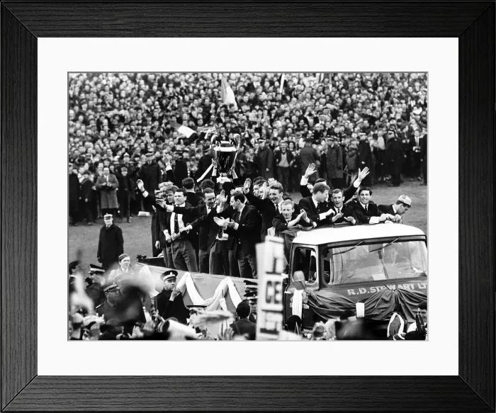 Framed Print : The Celtic football team parade the European Cup trophy from an open top lorry during Framed Print : The Celtic football team parade the European Cup trophy from an open top lorry during