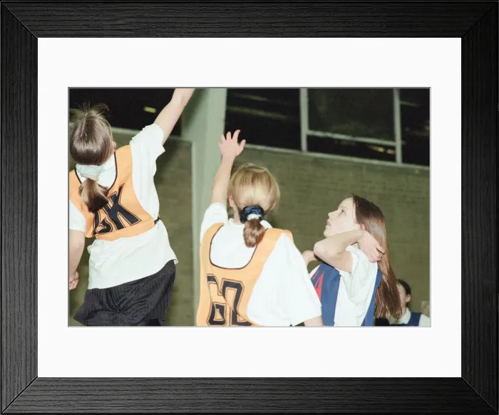 Framed Print : Teesside Junior Netball league at Brackenhoe School, Middlesbrough, 11th March 1997