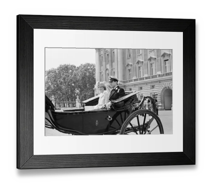 Framed Print : Lady Diana Spencer joins Prince Andrew in the carriage as they leave Buckingham Palace