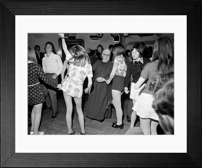Framed Print : The Bishop of Durham, Dr. Ian Ramsey, dancing with fifteen-year-old Isobel Brennan