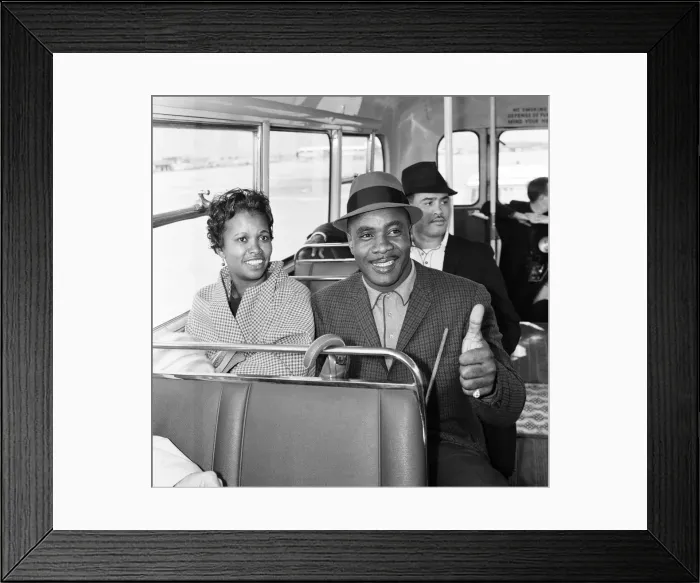 Framed Print : Sonny Liston, World Heavyweight Champion, arrives with wife Geraldine at London Heathrow Framed Print : Sonny Liston, World Heavyweight Champion, arrives with wife Geraldine at London Heathrow