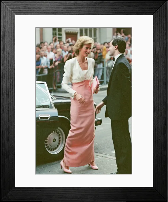 Framed Print : Diana, Princess Of Wales arrives at the Coliseum theatre in St Framed Print : Diana, Princess Of Wales arrives at the Coliseum theatre in St