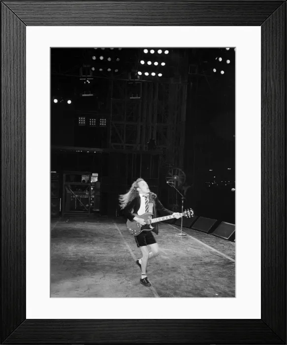Framed Print : Australian rock group AC  /  DC performing in concert at the Rockedome in Rio De Janeiro