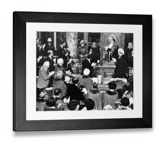 Framed Print : HRH Princess Diana, The Princess of Wales receives a room full of applause after