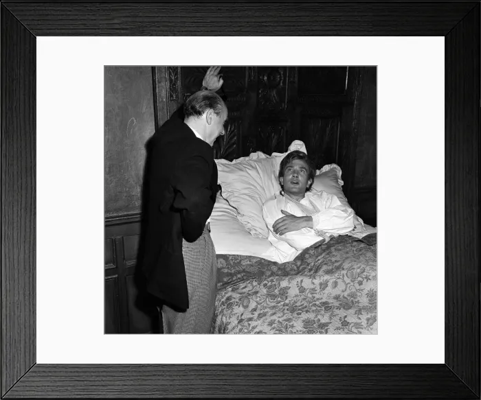 Framed Print : Albert Finney with Donald Zec on the set of Tom Jones'. 24th August 1962 Framed Print : Albert Finney with Donald Zec on the set of Tom Jones'. 24th August 1962