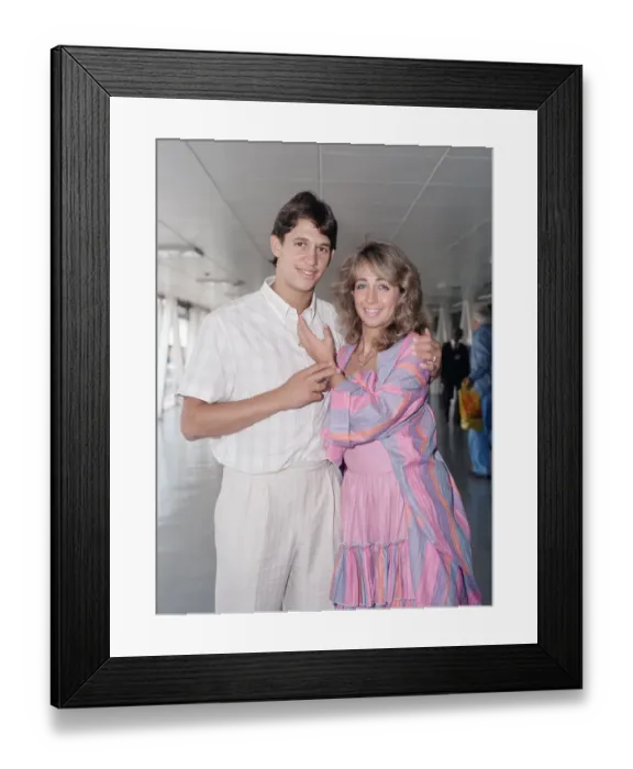 Framed Print : England footballer Gary Lineker with his wife Michelle at London Heathrow