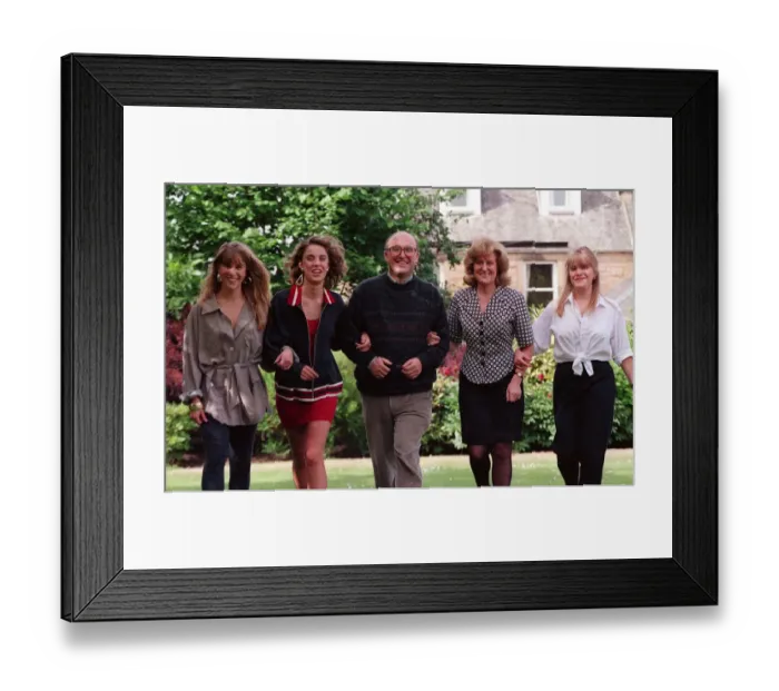 Framed Print : JOHN SMITH WITH HIS WIFE ELIZABETH SMITH AND HIS DAUGHTERS SARAH SMITH (RED TOP)