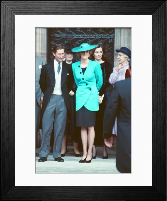 Framed Print : HRH THE PRINCE OF WALES & HRH THE PRINCESS OF WALES attend the society wedding of Miss