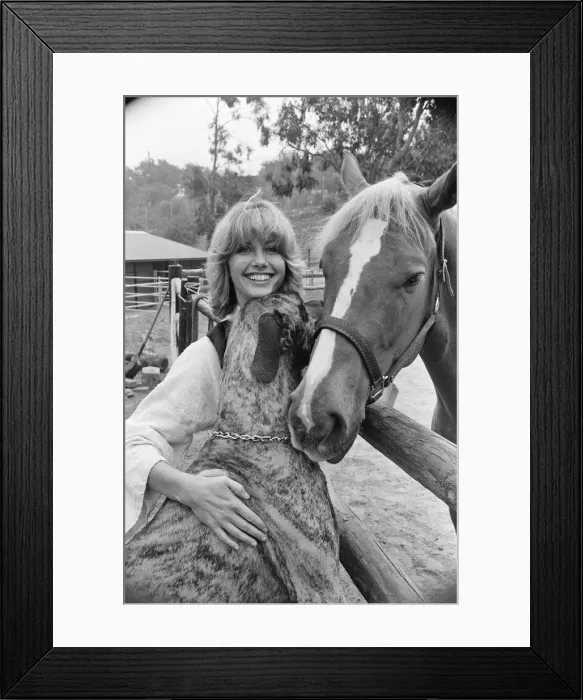 Framed Print : Olivia Newton John, singer and actor, pictured at home in Malibu, California, America