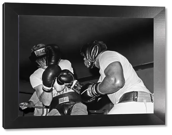Sonny Liston and Joe Bugner sparring together at Dominick Bufanos Gym, Jersey City