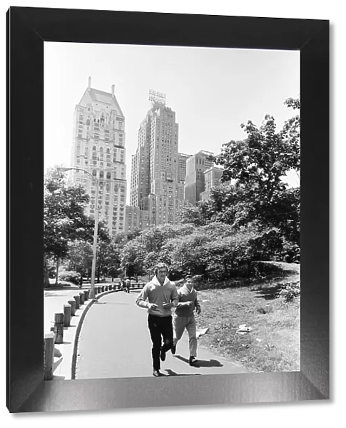 Joe Bugner jogging in park, Central Park South, New York, USA, 27th June 1970
