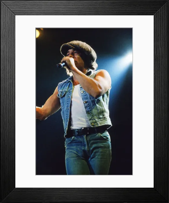 Framed Print : Australian rock group AC / DC performing on stage at Wembley Arena during their Framed Print : Australian rock group AC / DC performing on stage at Wembley Arena during their