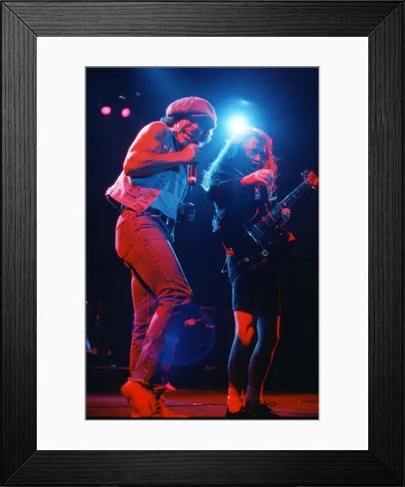 Framed Print : Australian rock group AC / DC performing on stage at Wembley Arena during their Framed Print : Australian rock group AC / DC performing on stage at Wembley Arena during their