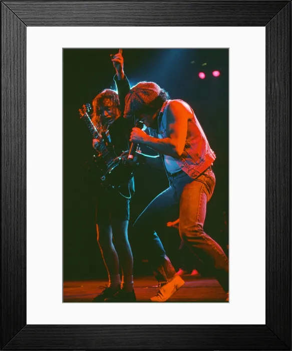 Framed Print : Australian rock group AC  /  DC performing on stage at Wembley Arena during their
