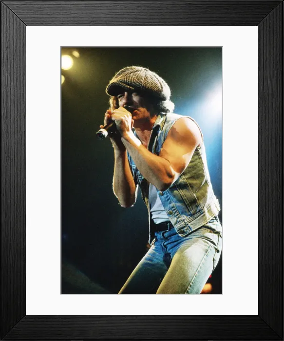 Framed Print : Australian rock group AC / DC performing on stage at Wembley Arena during their Framed Print : Australian rock group AC / DC performing on stage at Wembley Arena during their