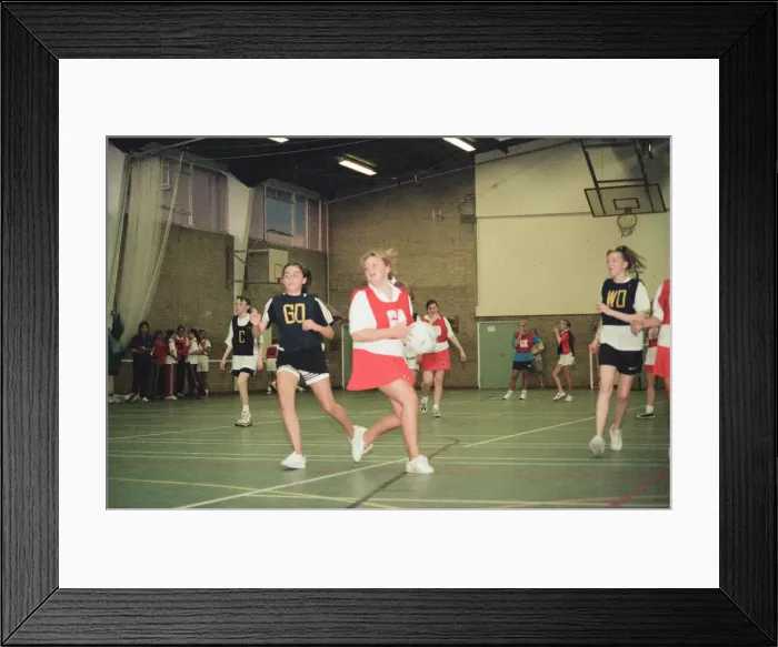 Framed Print : Teesside Junior Netball League at Brackenhoe School, Middlesbrough, 21st September 1998