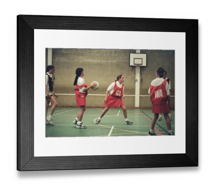 Framed Print : Teesside Junior Netball League at Brackenhoe School, Middlesbrough, 21st September 1998
